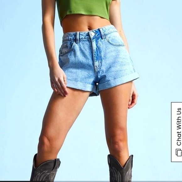 PacSun Eco Light Blue Denim Mom Shorts size 25 - Picture 1 of 9